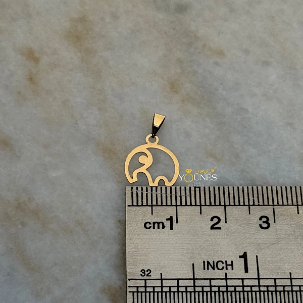 تصویر دوم آویز فیل مینیمال طلا لیزری